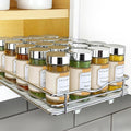 LYNK PROFESSIONAL® Pull Out Spice Rack Organizer for Inside Kitchen Cabinets - 8-3/8 inch Wide - Slide Out Drawer – Chrome Sliding Spice Cabinet Organization Shelf Racks - 1 Tier