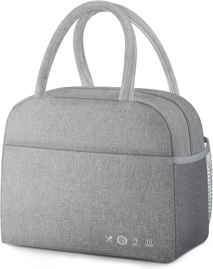 DALINDA Lunch Bag Lunch Box for Women Men Reusable Insulated Cooler Lunch Tote Bags, Leakproof Cute LunchBag Large Capacity for Work Travel Picnic,Grey