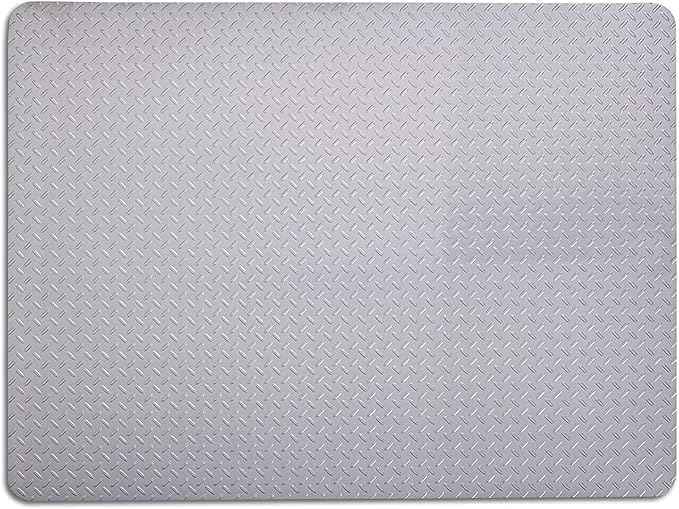 RESILIA X-Large Under Grill Mat – Heavy Duty, Reusable Outdoor Floor Protector Mats for Deck, Patio, & Garage – 57 Inch x 47 Inch, Silver Diamond Plate, Made in The USA