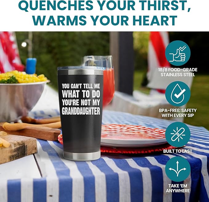 Grandpa Christmas Gifts from Granddaughter - 20oz Black Tumbler Cool Grandfather Idea Best Xmas Presents For Elderly Dad Grandfather Birthday Present for Granddad Christmas Gifts for Grandpa Tumbler