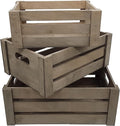 Admired By Nature Wooden Crates Storage Container, Stain Grey Set of 3, Farmhouse Style Decorative Baskets for Home Decor, Rustic Decor, Nesting Stackable Organizers, Distressed Wood Crates