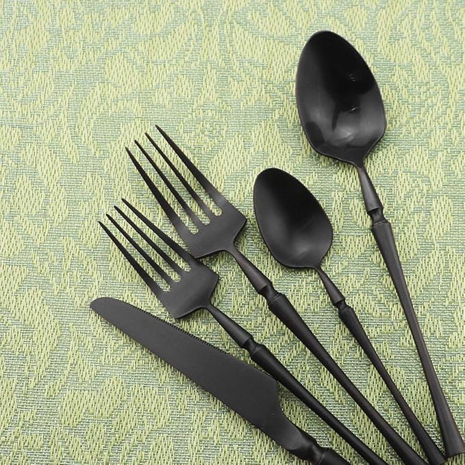Gugrida Unique & Beautiful Flatware Set - 20 Piece Iridescent Silverware Sets | 18/10 Stainless Steel Reusable Cutlery Set | Black Utensils Service For 4 with Dessert Fork, Knife, Spoon, Dinner Fork