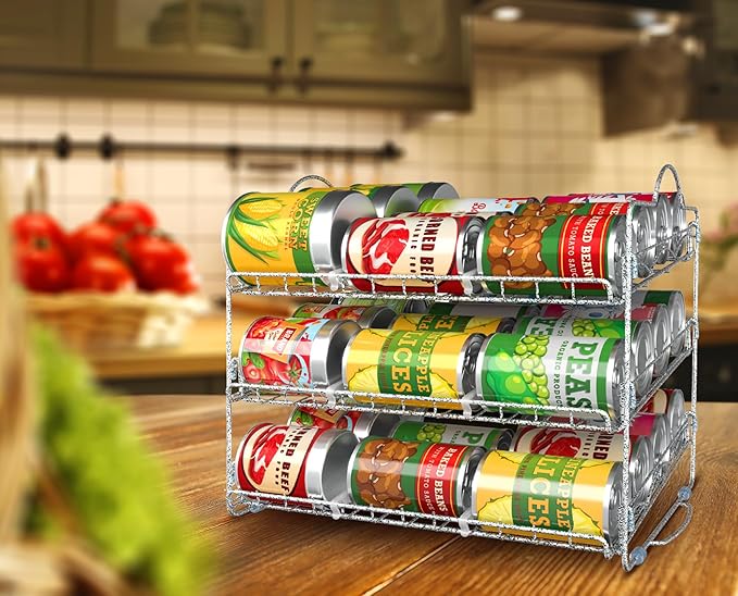 Utopia Kitchen Can Organizer - Stackable Storage Rack Holds up to 36 Cans for Kitchen Cabinet or Pantry (Antique Silver)