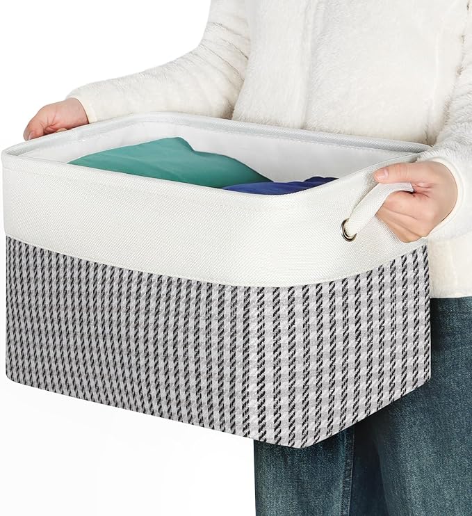 Kntiwiwo Foldable Storage Bin Collapsible Fabric Storage Basket Cube with Durable Handles Closet Organizer Bins for Organizing Shelves Drawers, Set of 3, 15" x 10" x 9.5", Houndstooth