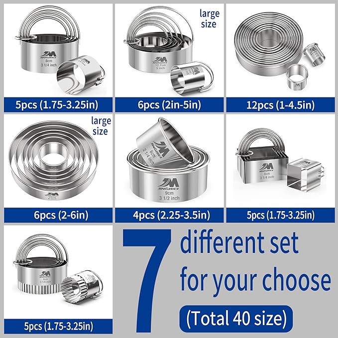 Round Cookie Biscuit Cutter Set 12 Pieces Graduated Circle Pastry Cutters 18/8 Stainless Steel Cookie Cutters1inch - 4 1/2inch Donut Cutter Ring Molds GIFT Package