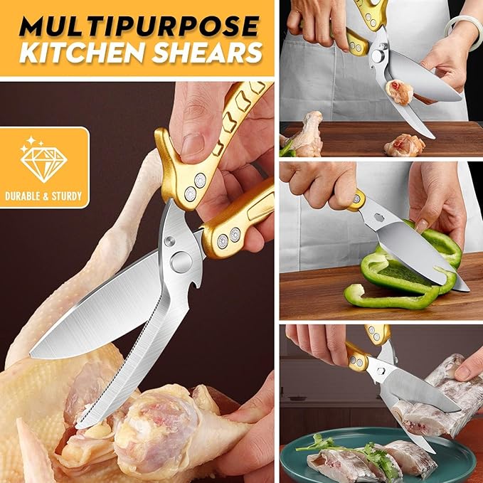 Poultry Shears, Germany Detachable Heavy Duty Kitchen Scissors With Knife Bottle Opener Gift Box, Multipurpose Kitchen Shears For Cooking Chicken Meat Turkey Thanksgiving Christmas Gifts for Men Women