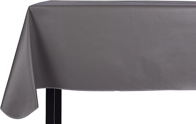Yourtablecloth Heavy Duty Vinyl Rectangle or Square Tablecloth – 6 Gauge Heavy Duty Tablecloth – Flannel Backed – Wipeable Tablecloth with Vivid Colors & Many Sizes 52 x 90 Gray