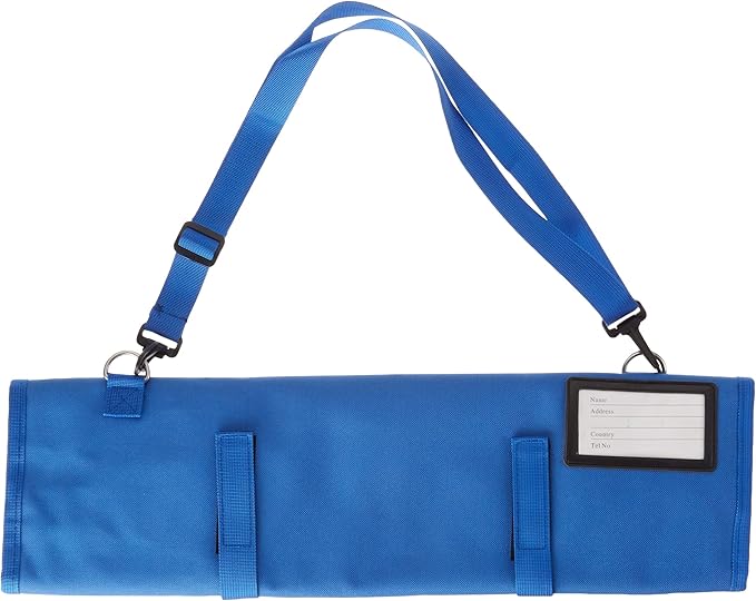 Mercer Culinary 7-Pocket Knife Roll Storage Bag, Blue