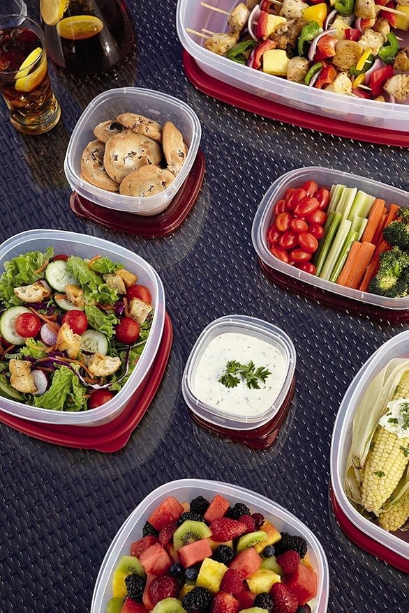 Rubbermaid Easy Find Lids Food Storage Containers, Racer Red, 42 Piece Set