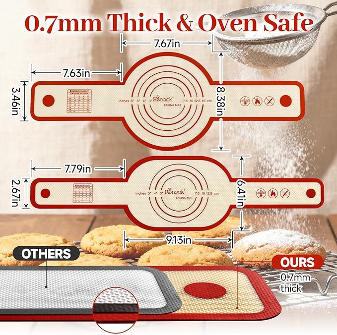 Silicone Bread Sling for Dutch Oven Oval and Round, 2PCS Non-stick & Easy to Clean Reusable Round Bread Baking Mat Set with Long Handles, Oven Liners, Sourdough Bread Baking Supplies