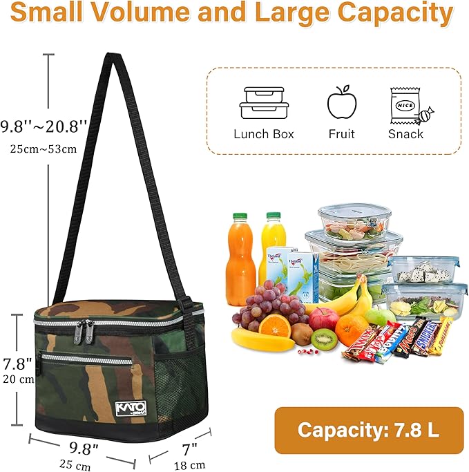 Tirrinia Insulated Lunch Box for Men/Women, Leakproof Lunch Bag for School Work, Large Lunch Tote Kids Boys Girls Back to School, Soft Reusable Cooler Office Picnic Beach Camping with Shoulder Strap