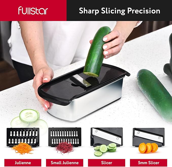 Fullstar The Original Pro Chopper - Vegetable Chopper and Spiralizer, Food Chopper with Container, Fruit Slicer, Kitchen Gadgets & Gifts, Home Essentials (14 in 1, Silver)