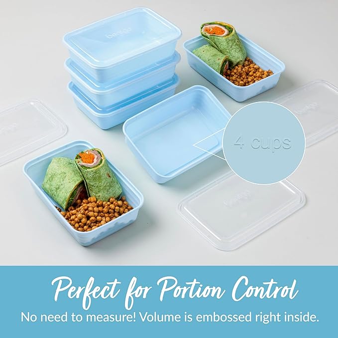 Bentgo Prep - 20-Piece 1-Compartment Reusable Meal Prep Containers with Lids, PFAS & BPA Free Materials, Durable, Microwave, Freezer, & Dishwasher Safe To Go Food Storage (Sky)
