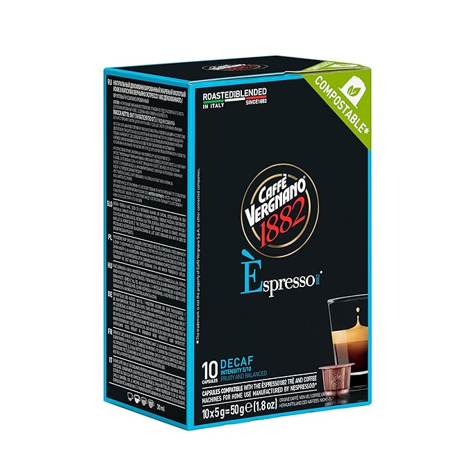 Caffè Vergnano Decaf Medium Roast Espresso Capsules – Original Line Compatible Pods – Arabica Robusta Blend, Intensity 5/10 – Italian Decaffeinated Coffee With Fruity Chocolate Notes – 120 Count