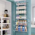Over The Door Pantry Organizer，6-Tier Over The Door Organizer with Adjustable Basket，Metal Hanging Pantry Organizers and Storage for Kitchen, Back of Door Seasoning Rack (White)