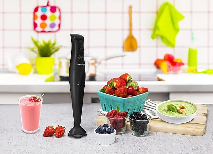 Elite Gourmet EHB2425B Electric Immersion, Mixer, Chopper, 1-Touch Control Hand Blender, 150 Watts, Black