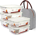 DAS TRUST 5 Pack 36oz Glass Food Storage Containers Meal Prep Containers Reusable Fridge Organizers Lunch Container for Adults Food Storage Containers with Lids Airtight Pizza Storage Salad Container