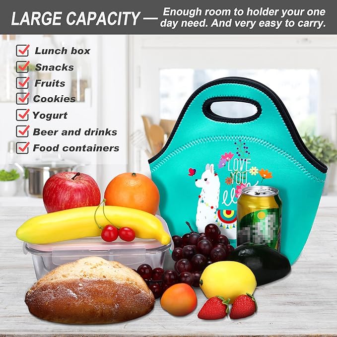 Neoprene Lunch Bag for Women Insulated Lunch Tote Bags Washable Lunch Container Box for Work Picnic Lightweight Meal Prep Bags for Men
