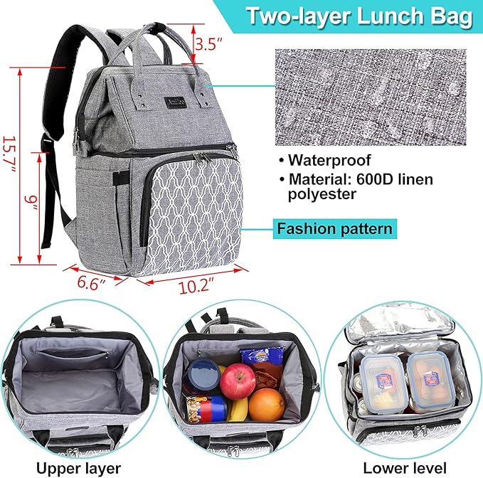 AmHoo Insulated Lunch Box Cooler Backpack Waterproof Leak-Proof Lunch Bag Tote for Men Women Hiking Beach Picnic Trip with Strongest YKK Zipper Purple