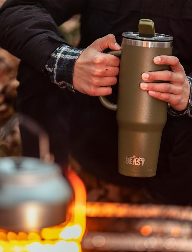 Beast 42 oz Tumbler Stainless Steel Vacuum Insulated Coffee Ice Cup Double Wall Travel Flask (Army Green)