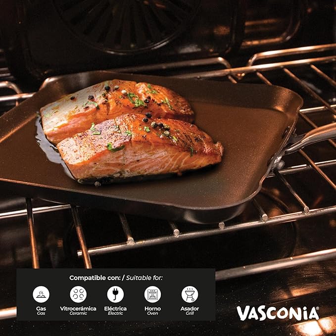 Vasconia Urban 11" Square Nonstick Griddle Pan - Home and Commercial Kitchen Cookware, Dishwasher and Oven Safe Up to 475°F - Made in Mexico Aluminum Griddle Pan for Stove Top with Fast-Cooling Handle