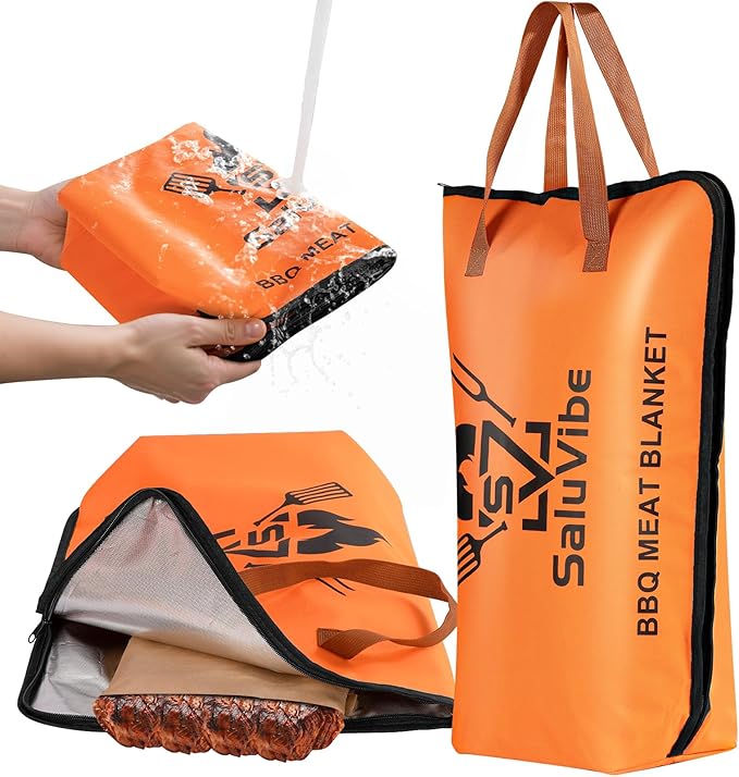 BBQ Meat Resting Blanket – Smoker Insulated Brisket Bag for Turkey, Pork Shoulder & Beef, Made of Washable Oxford Cloth – Gifts for Men, Dad, BBQ Lovers, Christmas Gifts&Stocking Stuffers(21in Orange)