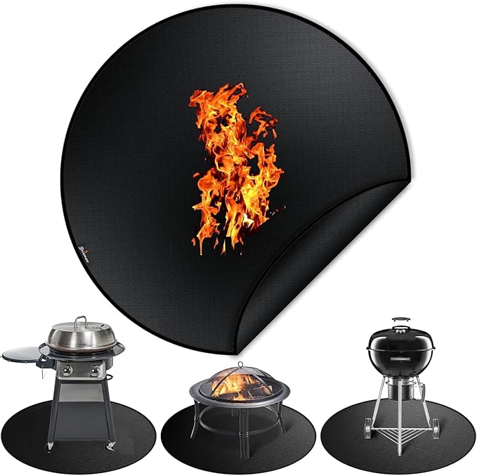 40" Fire Pit Mat for Solo Stove Bonfire, Round Fireproof Firpit Mats under Fire Pit,Camping Stove Mat for Solo Stove Accessories,under Grill Mat for Outdoor Grill,Deck Patio Protector BBQ Mat,Portable