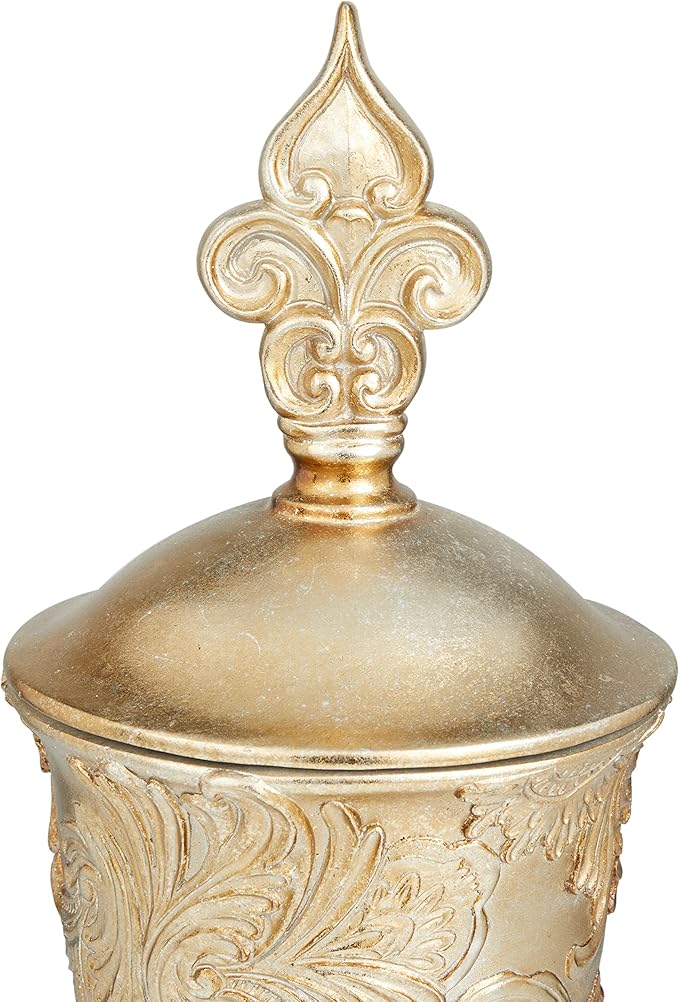Deco 79 Polystone Solid Decorative Jars, 7" x 7" x 19", Gold