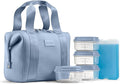 Fit & Fresh Remi Neoprene Lunch Bag For Women - Meal Prep Kit with Containers & XL Ice Pack, Self Insulating Neoprene-like Material, Machine Washable Lunch Bag, Tear-Resistant, Stain-Resistant, Slate