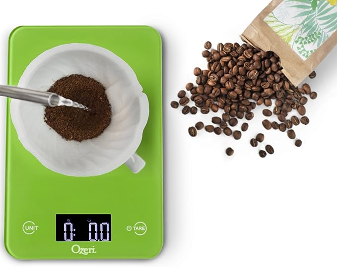Ozeri Touch Professional Tempered Glass Digital Kitchen Scale, Lime Green