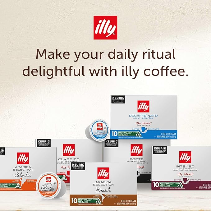 Illy Coffee K Cups - Pods For Keurig Machines – Forte Dark Roast – Toasted Bread & Dark Chocolate - Rich, Flavorful & Strong Flavor - No Preservatives – 10 Count, 6 Pack