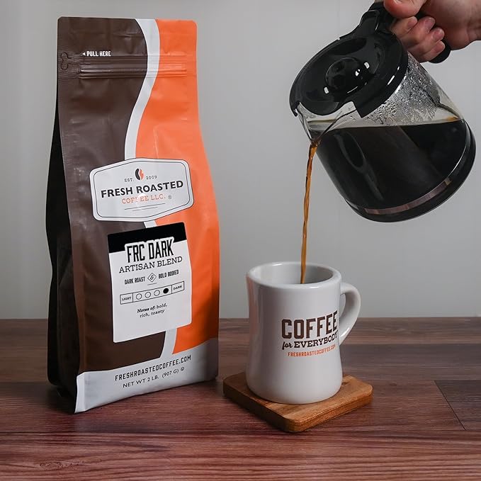 Fresh Roasted Coffee, FRC Dark Roast Blend, 2 lb (32 oz), Kosher, Whole Bean