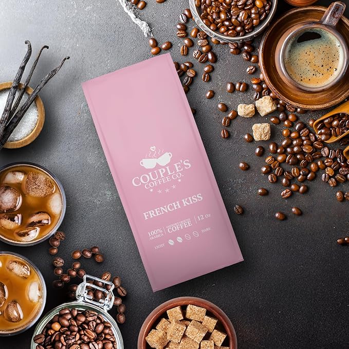Couple’s Coffee Flavored Ground Coffee | French Vanilla Flavored Coffee | Gives Back to Military Families | French Kiss | Made with 100% Arabica Beans | 12oz