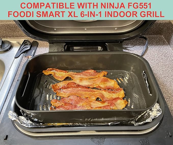 Air Fryer Basket & Paper Liner for Ninja FG551 Foodi Smart XL 6-in-1 Indoor Grill,Non-Stick Air Frying Combo Crisper Basket for Ninja Air Fryer Accessories Disposable Parchment Paper 100-Pack