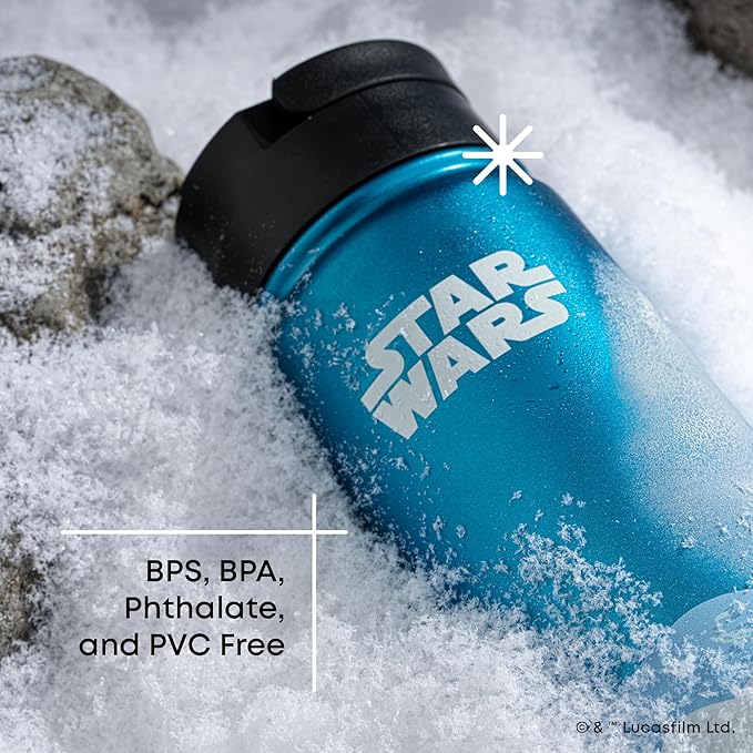 JoyJolt Stainless Steel Star Wars Water Bottle 22 oz with Straw Lid, BPA-Free Sports and Travel Vacuum Insulated Water Bottle, Destination Collection Hoth Bottle, Star Wars Gifts