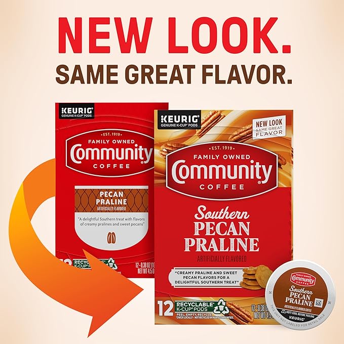 Community Coffee Southern Pecan Praline Flavored 12 Count Keurig K-Cup Coffee Pods, Medium Roast, 12 Count (Pack of 1)