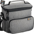 GORILLA GRIP Reusable Insulated Lunch Box Bag for Women Men, Large Leakproof Soft Cooler Bags, Multiple Compartments, Mesh Pockets, Adjustable Strap, Food Tote Keeps Drinks Cold, 8L, 10x9, Light Gray