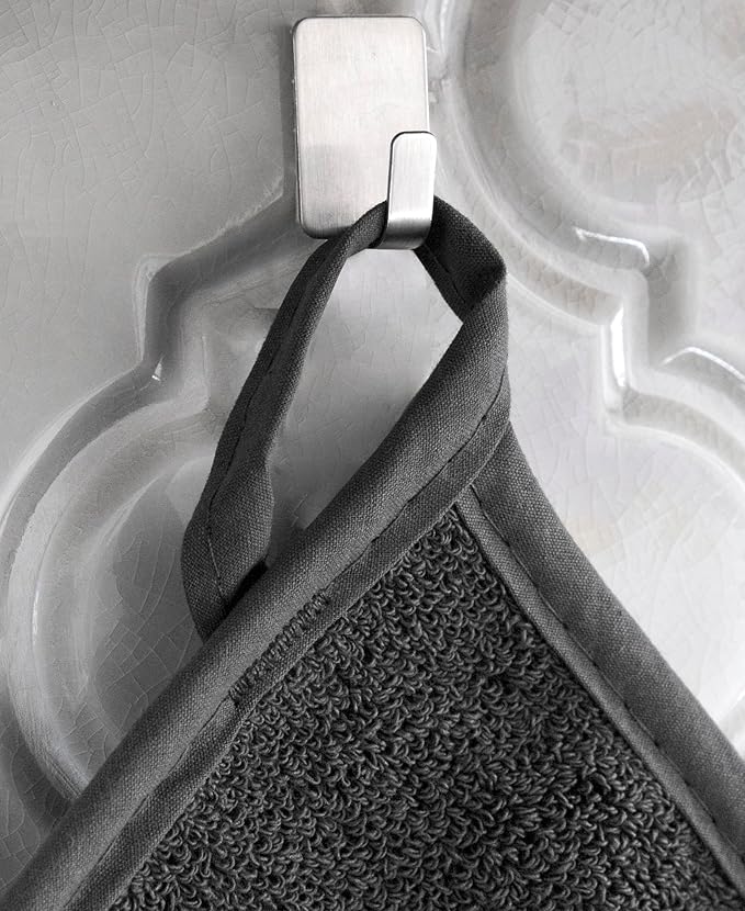 RITZ Terry Potholder & Hot Pad: Unparalleled Heat Resistant, Durable 100% Cotton – Ergonomically Designed for Optimal Grip – Easy-Care Machine Washable – 4-Pack, Titanium/Graphite