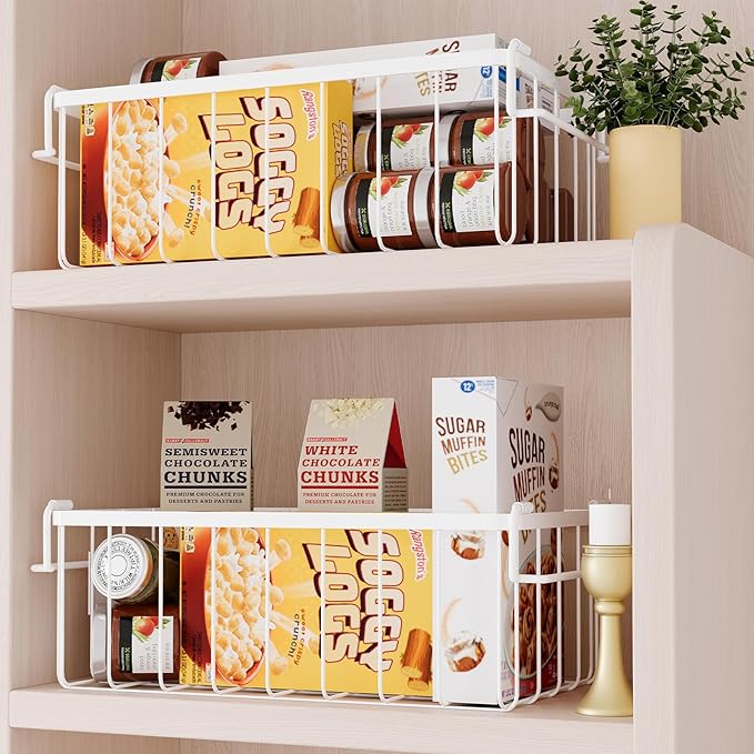 Freezer Storage Organize Baskets - 6 Pack Stackable Deep Freezer Organizer Bins for Most 7 Cu.FT Chest Freezer with Handles, Sturdy but Light, Metal Coated, Add Space, Easy to Reach