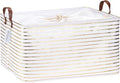 Hinwo 70L Extra Large Storage Bins, Closet Organizers and Storage, Foldable Clothes Storage Baskets with Handles, Containers for Clothing, Blanket, Comforters, Toys, Bedding (Gold Stripe)