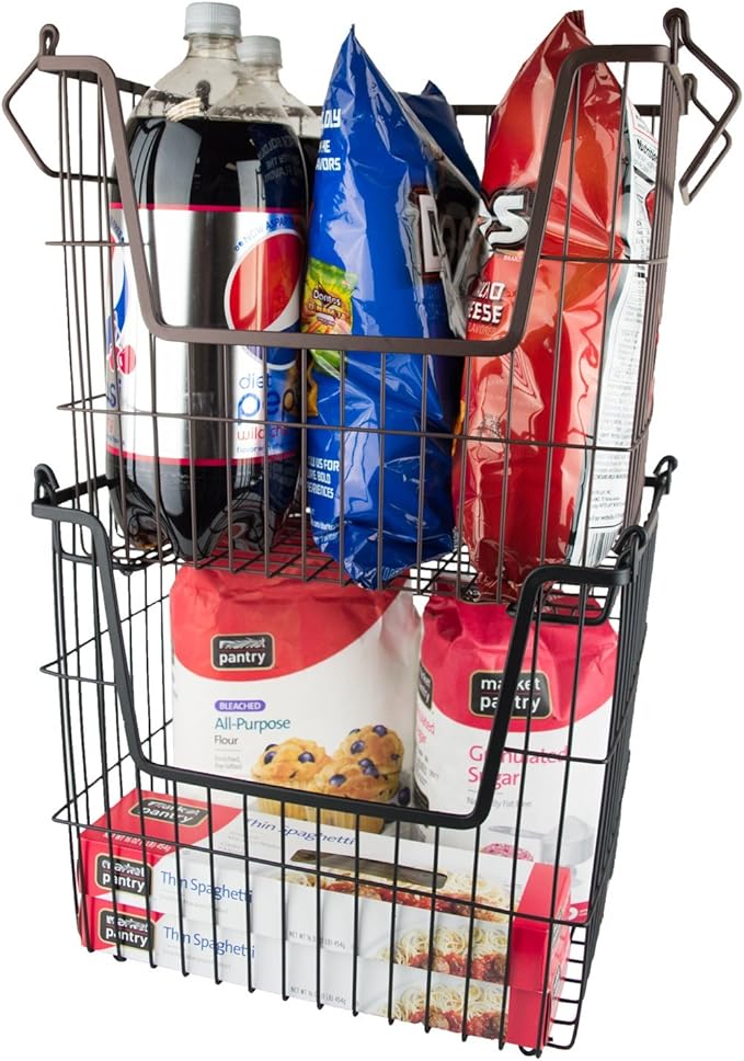 DII Metal Wire Mesh Stackable Utility Storage Bin, Large Rectangle, 13x10x11", Bronze