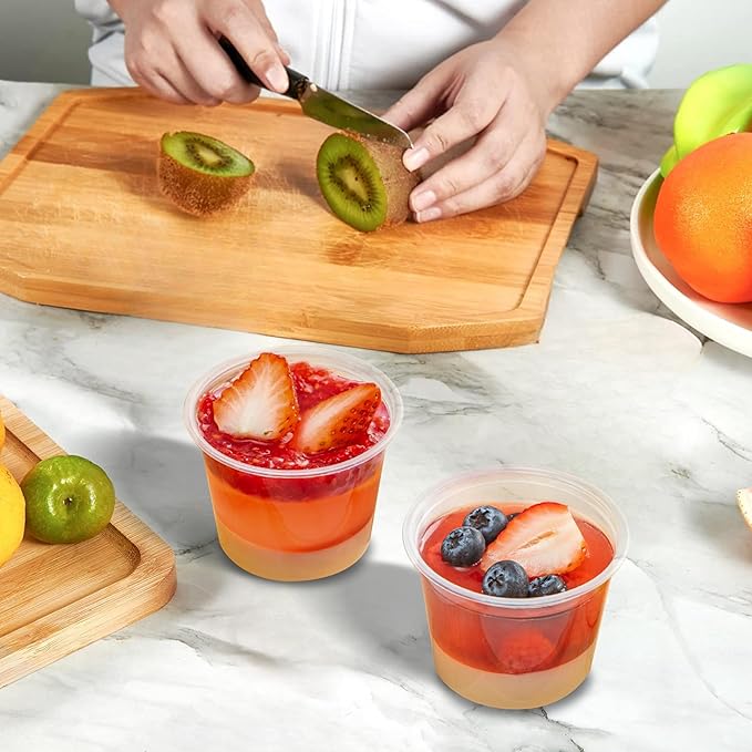 TashiBox 200 Sets-5.5 Ounce Disposable Plastic Jello Shot Cups with Lids, Souffle Portion Cups…