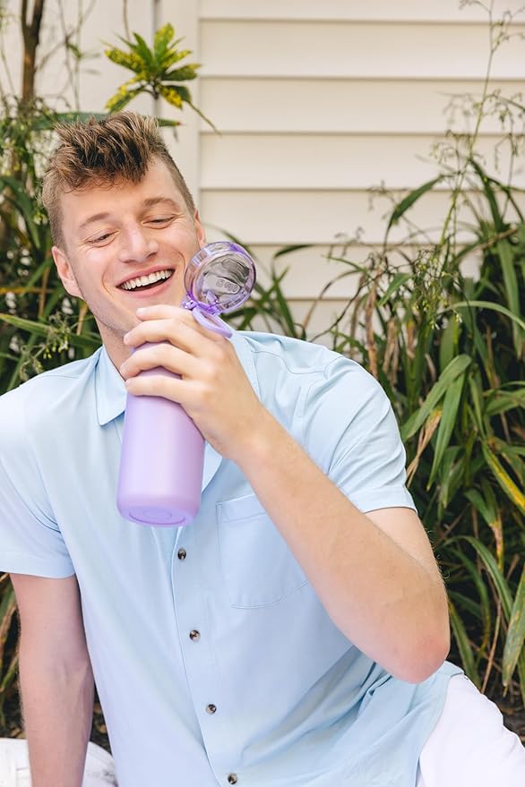 Ello Cooper 18oz Kids Stainless Steel Water Bottle with 2 Lids Chug and Straw | Leak Proof Double Walled and Vacuum Insulated | Fits Car Cupholder | Built in Carry Loop | Dishwasher Safe | Lilac