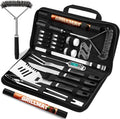 31pcs BBQ Grill Accessories Set for Men Dad, Heavy Duty Grilling Tools Gifts for Christmas, Stainless Steel BBQ Utensils Kit with Mats, Grill Brush in Carrying Bag Black