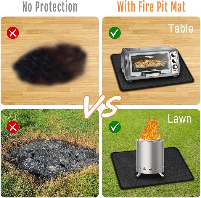 24x18 Inches Under Grill Mat for Outdoor Tabletop Grill Deck Protector,4-Layer Tabletop Fire Pit Mat for Solo Stove,Fireproof Heat Resistant Mat for Countertop/Patio Protection,Waterproof/Oil-Proof