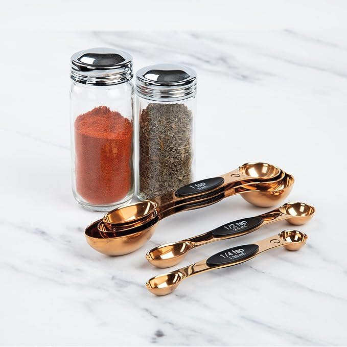 Progressive International Magnetic Measuring Spoons, Set of 5 – Black, Easy to Store with Magnetic Design (Rose Gold)