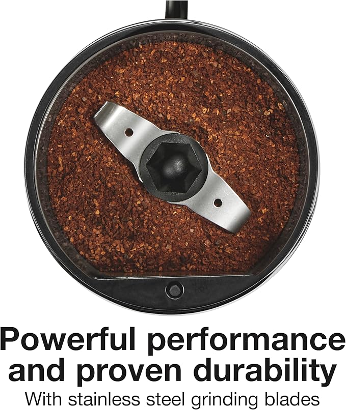 Proctor Silex Electric Coffee Grinder for Beans, Spices and More, Stainless Steel Blades, Makes upto 12 Cups, Black