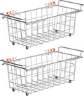 SANNO Chest Freezer Baskets, Stainless Steel Storage Organizer Bins with Sturdy Handles for Chest and Deep Freezers,Adjustable Arms width 17.5"~20.4", 2 pack