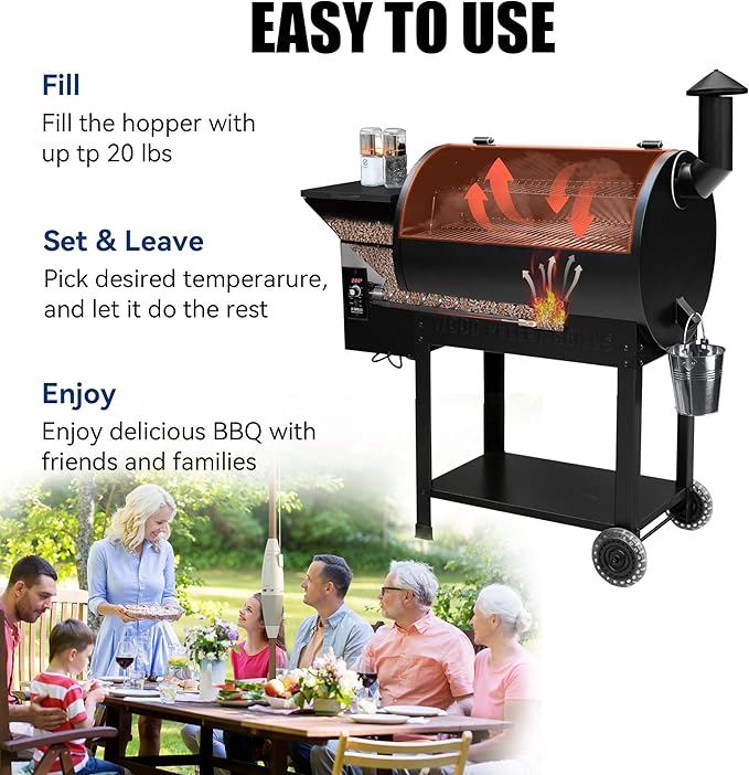 Z GRILLS Pellet Smoker Grill with PID Control, Rain Cover, 700 sq. in Cooking Area for Outdoor BBQ, ZPG-7002B