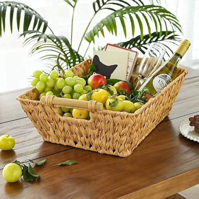 GRANNY SAYS 2-Pack Wicker Storage Baskets, Wicker Baskets for Organizing, Large Basket with Handles, Waterproof Woven Basket, Storage Baskets for Shelves
